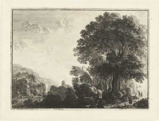 Landscape with a man and his dog