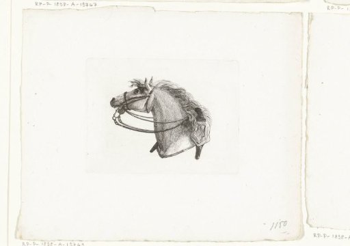Raised horse's head facing left