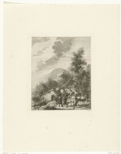 Soldiers driving a herd of cows over a bridge