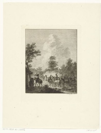A group of cavalry horses at an inn