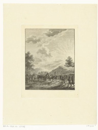 Infantrymen in a sunlit landscape