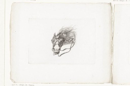 Horse's head with flowing mane, facing left