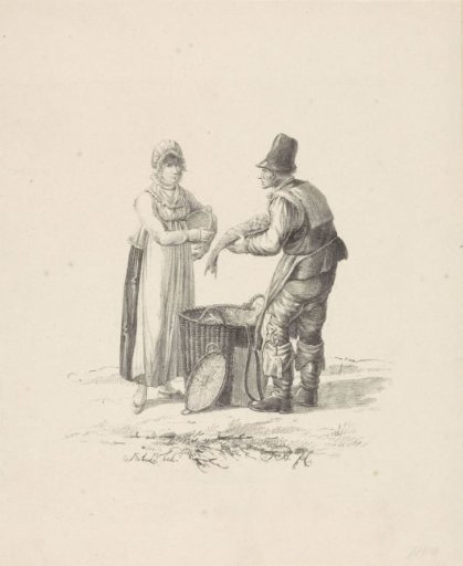 Fish Seller with a Customer