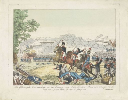 Prince of Orange wounded during the Battle of Waterloo, 1815