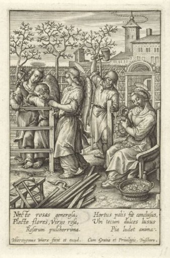 The Christ Child building a fence