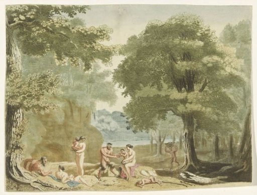 Nymphs and satyrs in a landscape