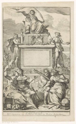 Allegorical representation with Peace, Authority, and Power