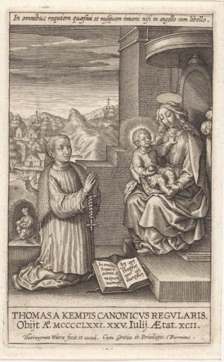Thomas à Kempis kneeling before Mary with the Christ Child