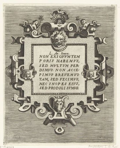Square cartouche with a quote from Seneca
