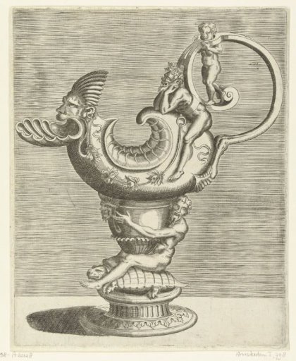 Bocal, the foot of which is embraced by a man sitting on a tortoise