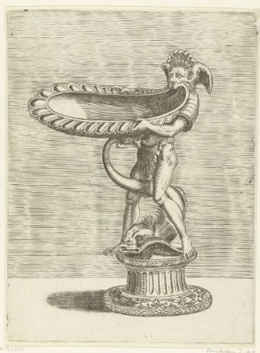 Bowl formed by the lower jaw of a man with a satyr's head