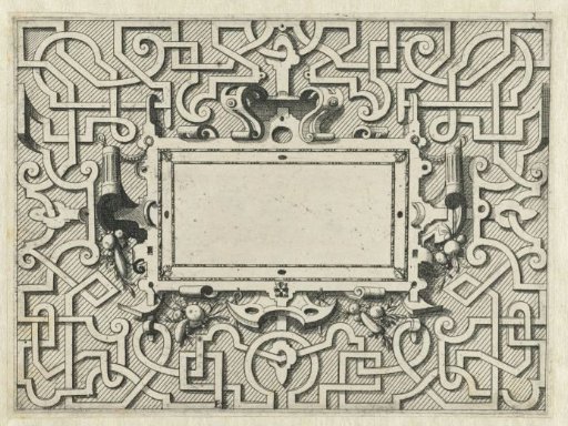 Rectangular cartouche surrounded by moresques