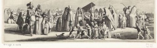Figures at vegetable stalls