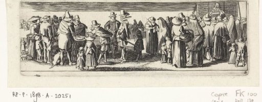 Quack doctor, with elegantly dressed onlookers