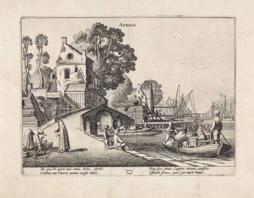 Village View with Activity on the Water: April