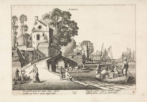 Village View with Activity on the Water: April