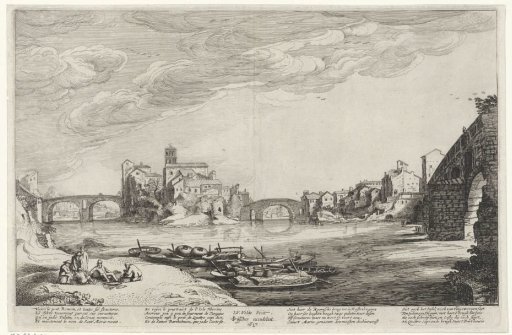 View of the Tiber with Roman bridges