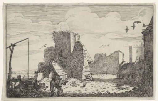 Forecourt of Brederode Castle with the ruin of the gate on the left