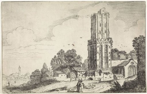Landscape with a ruined church tower