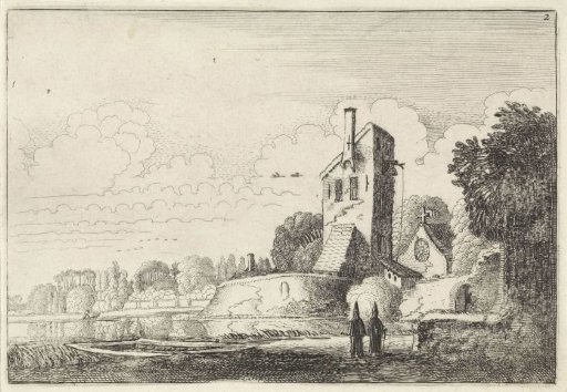 Landscape with a fort, tower, and chapel