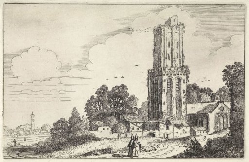 Landscape with a ruined church tower