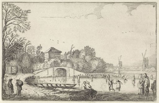 Winter Landscape with Skaters by a Bridge