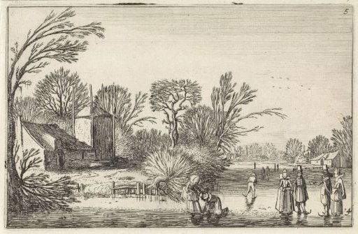 Skaters by a Farm and a Haystack
