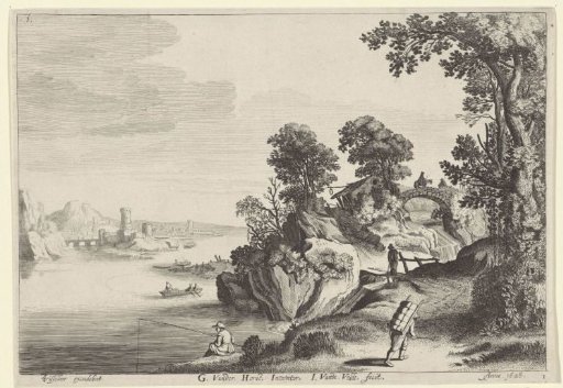 River Landscape with Travelers on a Country Road