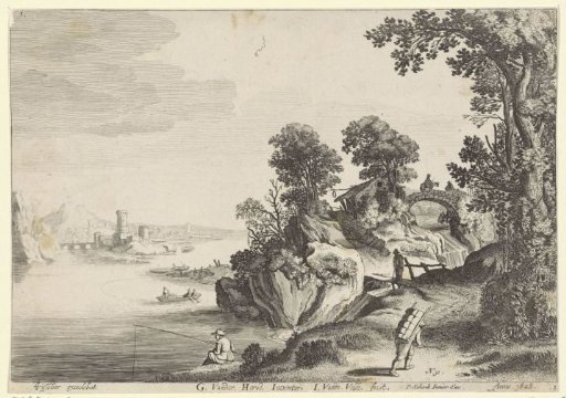 River Landscape with Travelers on a Country Road