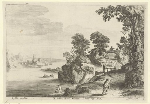 River Landscape with Travelers on a Country Road