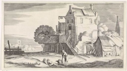 Three Conversing Figures at an Inn
