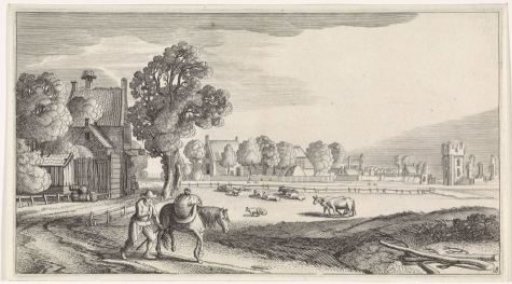 Peasant with a packhorse on a country road
