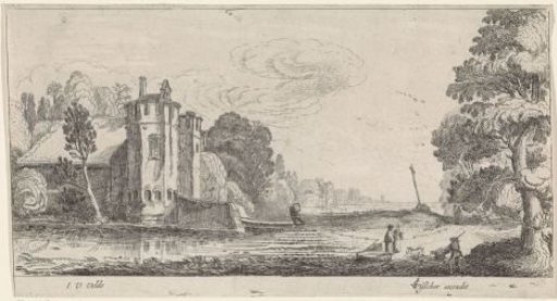 Landscape with Figures by a Fortified House with Two Towers