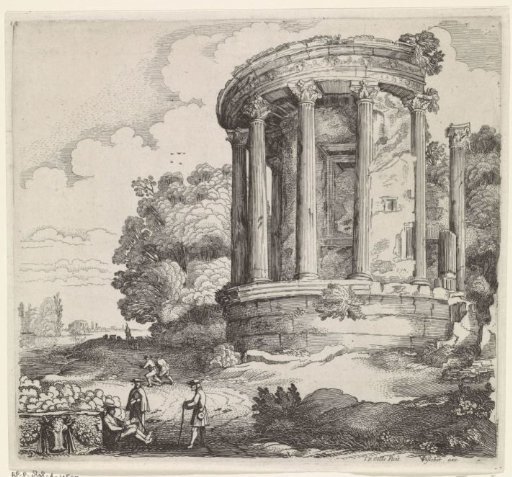 Figures by the Temple of Sybille at Tivoli