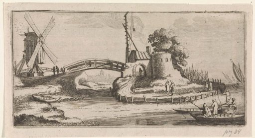 Anglers in Boats near a Mill and a Beacon