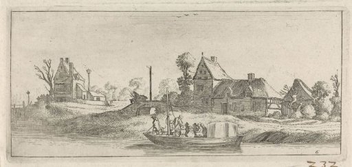 Travelers in a Boat on a River