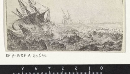 Sailing Ships in a Storm at Sea