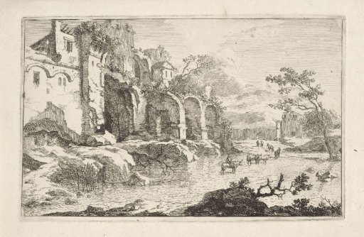 Landscape with ruin and shepherd
