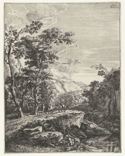 Landscape with a woman riding a mule along the Aqua Negro between Bologna and Florence
