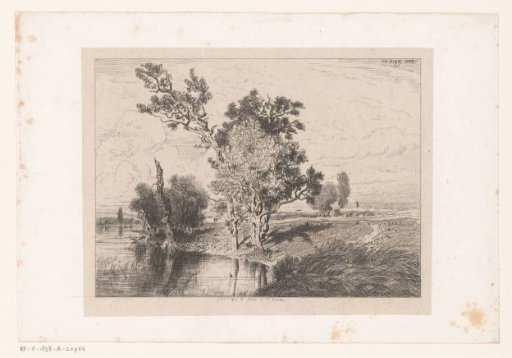 River Landscape with Trees and a Sandy Path along the Bank