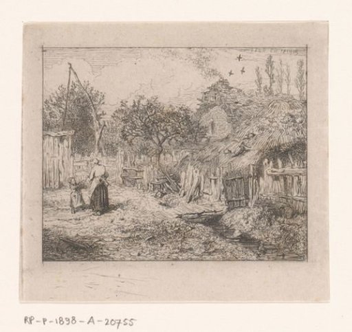 Woman and Child on a Farmyard