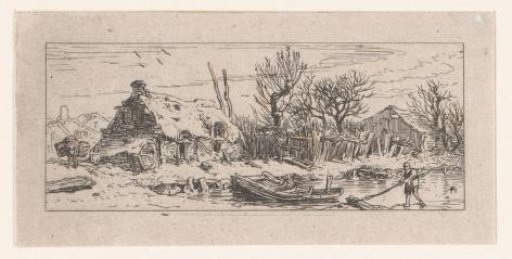 Winter Landscape with a Figure on the Ice in Front of a House