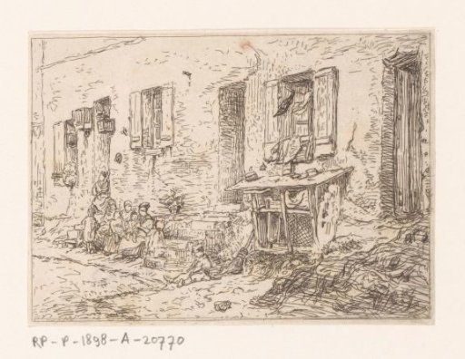 View of a House with a Group of Figures on the Left