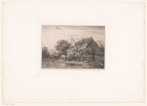 Peasant House with Two Figures at a Well