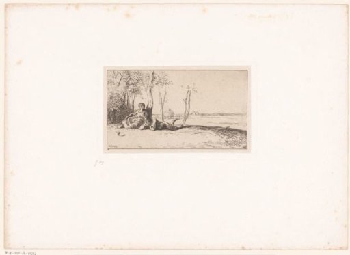 Two resting figures in a landscape