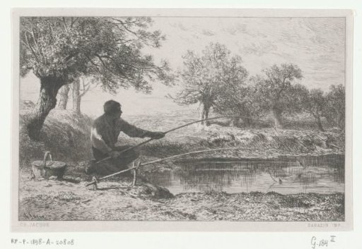 Fisherman with two rods