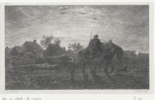 Farmer on horseback in the morning