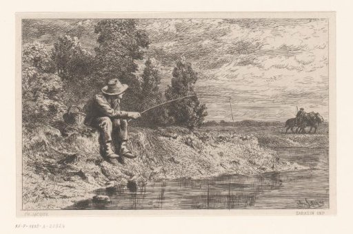 Fisherman by the water
