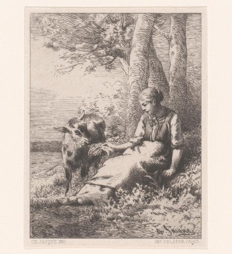 Girl with a calf