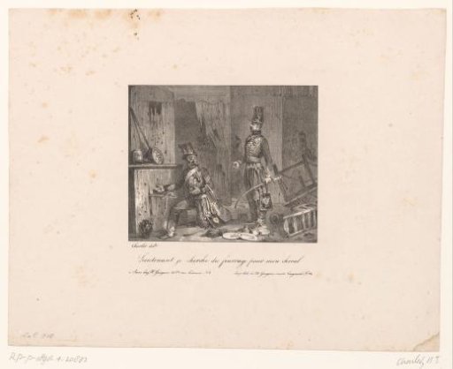 Plundering soldier and his superior in an interior